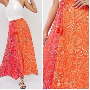 NWT Anthropologie Farm Rio Vibrance Maxi Skirt L